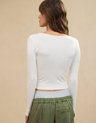 Aerie Chill Up Long Sleeve Cropped T-Shirt