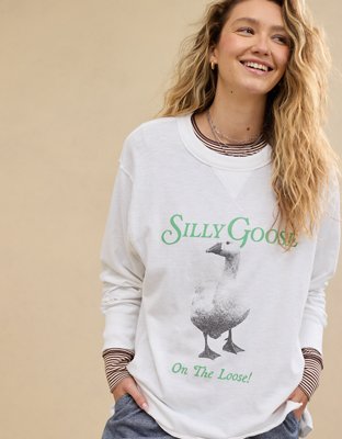 Aerie Cozy Long Sleeve Oversized Graphic Boyfriend T-Shirt