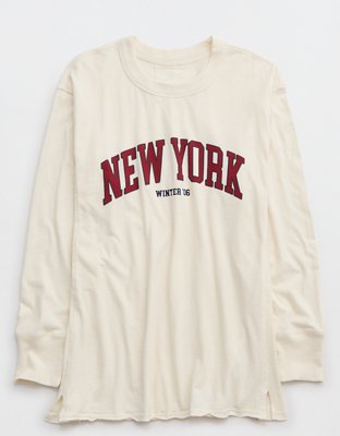 Aerie Cozy Long Sleeve Oversized Graphic Boyfriend T-Shirt