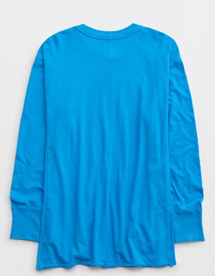 Aerie Cozy Long Sleeve Oversized Smiley® Graphic Boyfriend T-Shirt