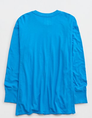 Aerie Cozy Long Sleeve Oversized Smiley® Graphic Boyfriend T-Shirt