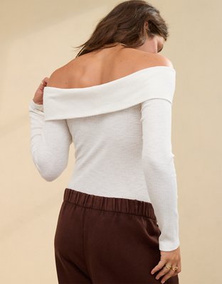 Aerie Long Sleeve Off The Shoulder Bodysuit