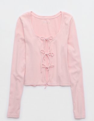 Aerie Long Sleeve Tie Front Cardi T-Shirt