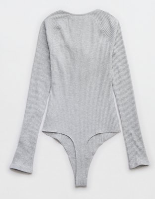 Aerie Long Sleeve Tie Front Bodysuit