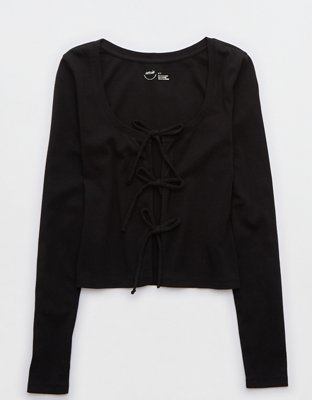 Aerie Long Sleeve Tie Front Cardigan