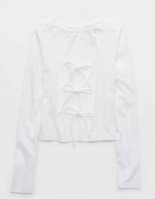Aerie Long Sleeve Tie Front Cardigan