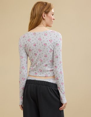 Aerie Long Sleeve Tie Front Cardigan