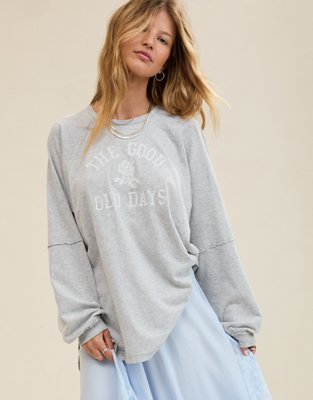 Aerie Cozy Long Sleeve Oversized Boyfriend T-Shirt
