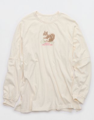 Aerie Cozy Long Sleeve Oversized Boyfriend T-Shirt