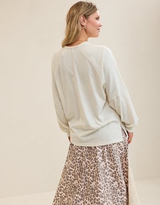 Aerie Cozy Long Sleeve Oversized Boyfriend T-Shirt