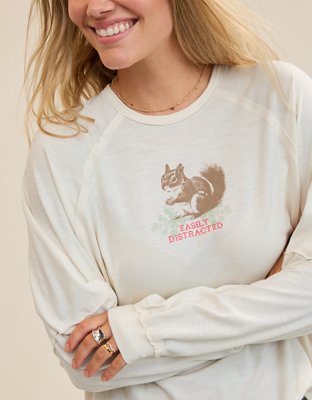 Aerie Cozy Long Sleeve Oversized Boyfriend T-Shirt