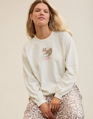 T-shirt petit ami surdimensionné à manches longues douillet Aerie