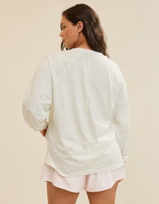 Aerie Cozy Long Sleeve Oversized Boyfriend T-Shirt