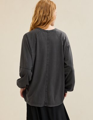 Aerie Cozy Long Sleeve Oversized Boyfriend T-Shirt