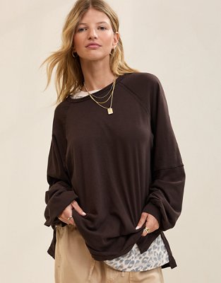 Aerie Cozy Long Sleeve Oversized Boyfriend T-Shirt