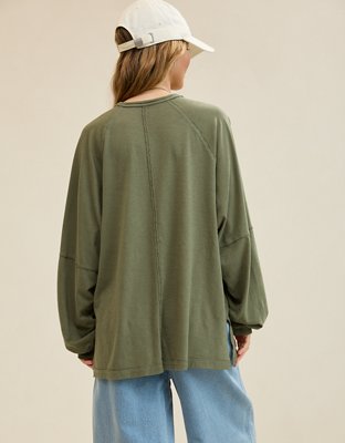 Aerie Cozy Long Sleeve Oversized Boyfriend T-Shirt