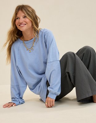 Aerie Cozy Long Sleeve Oversized Boyfriend T-Shirt