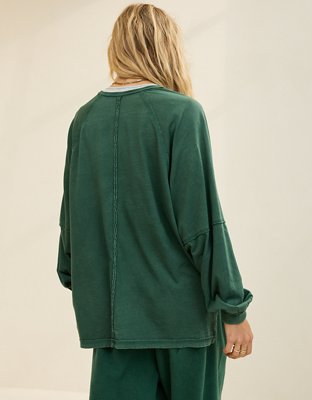 Aerie Cozy Long Sleeve Oversized Boyfriend T-Shirt