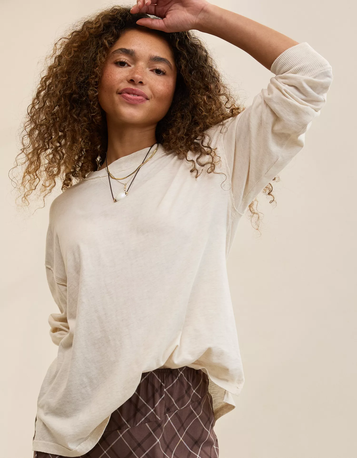 Aerie Cozy Oversized Long Sleeve Boyfriend T-Shirt