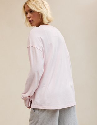 Aerie Cozy Oversized Long Sleeve Boyfriend T-Shirt