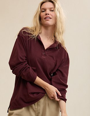 Aerie Cozy Polo Boyfriend T-Shirt