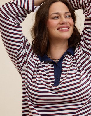 Aerie Cozy Polo Boyfriend T-Shirt
