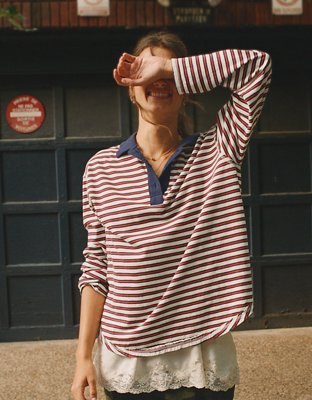 Aerie Cozy Polo Boyfriend T-Shirt