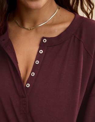 Aerie Happy Snit Henley T-Shirt