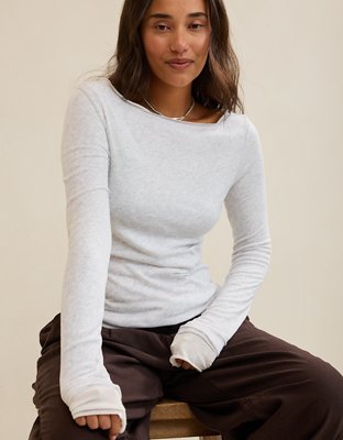 Aerie Sheer Happiness Boatneck T-Shirt