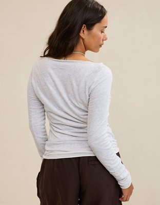 Aerie Sheer Happiness Boatneck T-Shirt