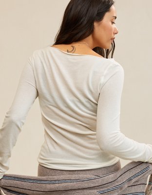 Aerie Sheer Happiness Boatneck T-Shirt