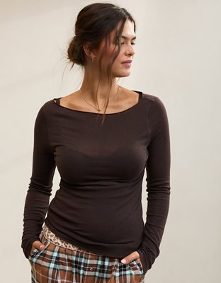 Aerie Sheer Happiness Boatneck T-Shirt
