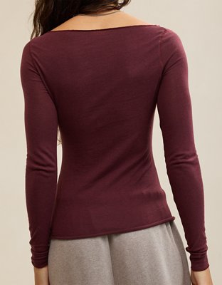 Aerie Sheer Happiness Boatneck T-Shirt