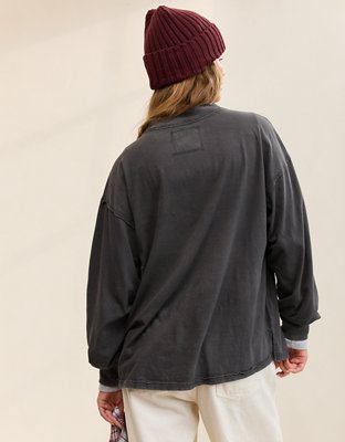 Aerie Cozy Oversized Long Sleeve Boyfriend T-Shirt