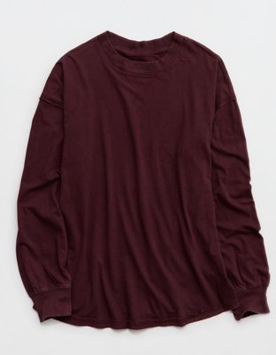 Aerie Cozy Oversized Long Sleeve Boyfriend T-Shirt