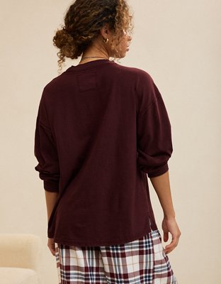 Aerie Cozy Oversized Long Sleeve Boyfriend T-Shirt
