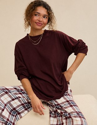Aerie Cozy Oversized Long Sleeve Boyfriend T-Shirt
