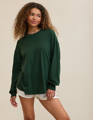 Aerie Cozy Oversized Long Sleeve Boyfriend T-Shirt