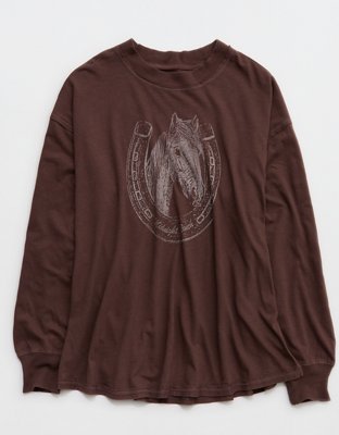 Aerie Cozy Oversized Long Sleeve Boyfriend T-Shirt