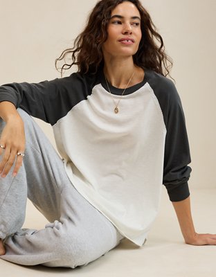 Aerie Cozy Oversized Baseball Boyfriend T-Shirt