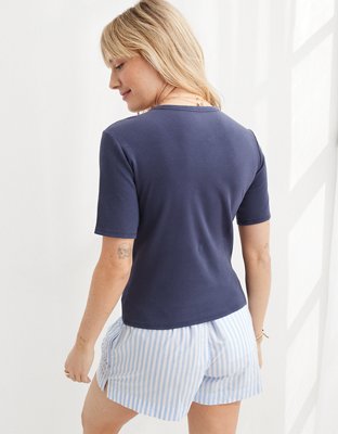 Aerie Feelin' Good Knit Half Sleeve T-Shirt