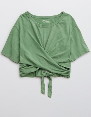 Женские футболки Aerie Cropped Wrapback T-Shirt — фото 4