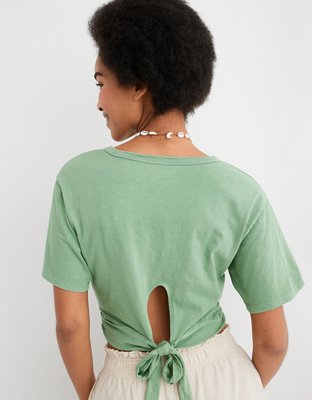 Женские футболки Aerie Cropped Wrapback T-Shirt — фото 3