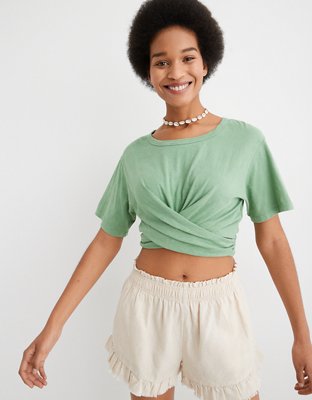 Женские футболки Aerie Cropped Wrapback T-Shirt — фото 2