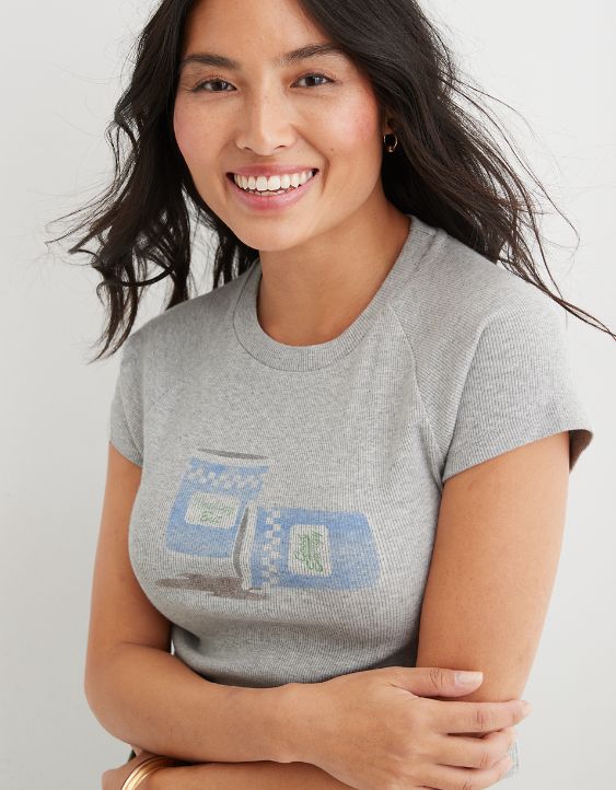 Aerie Cropped Ribbed Baby T-Shirt