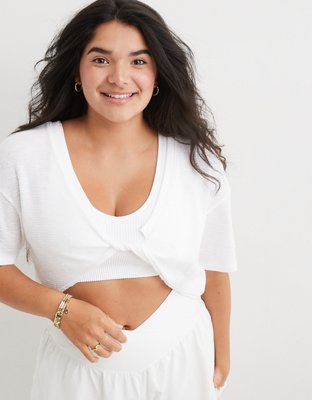 White aerie Just Add Leggings Shirt, Sizing