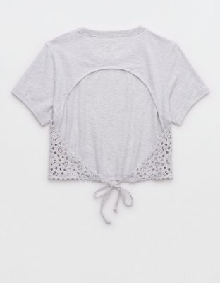 Aerie Summer House Crochet Open Back Baby T-Shirt