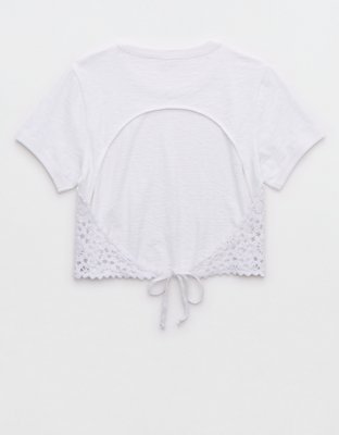 Aerie Summer House Crochet Open Back Baby T-Shirt