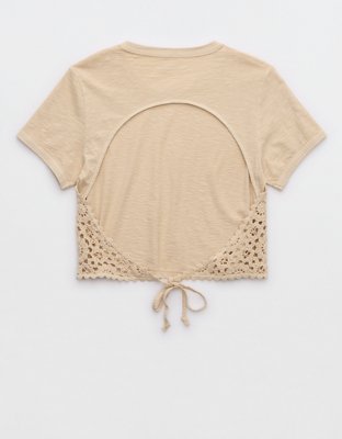 Aerie Summer House Crochet Open Back Baby T-Shirt