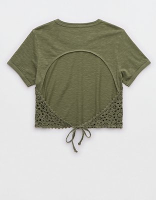 Aerie Summer House Crochet Open Back Baby T-Shirt